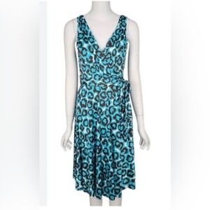 Diane Von Furstenberg Turquoise and Brown Leopard Dress